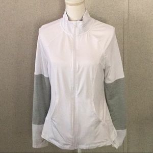 Danskin Now semi fitted white grey athletic jacket